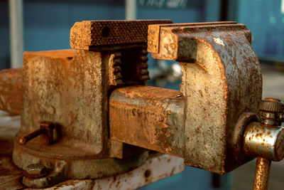 Close-up of rusty machine part