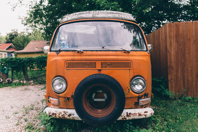 Close-up of old vintage car