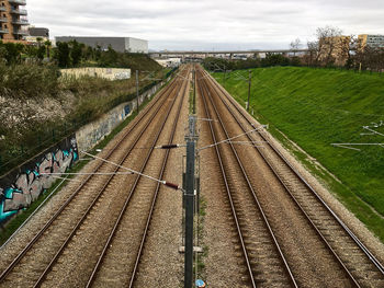 Railroad tracks against sky