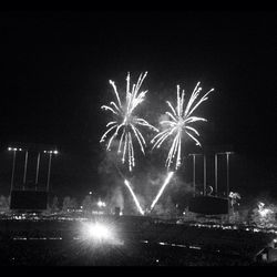 Firework display at night