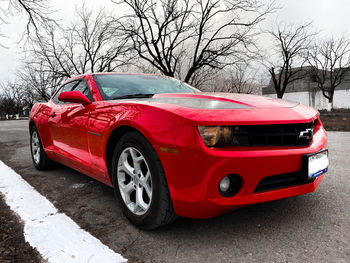 Red car on street