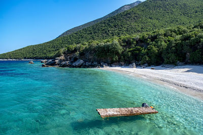 Scenic view of sea against clear sky