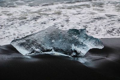 Ice on shore at beach