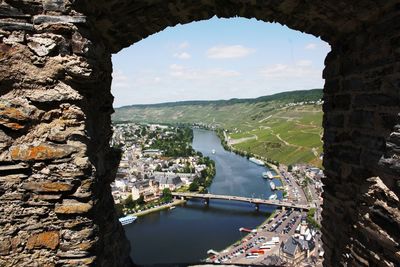 Aerial view of bridge over river