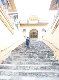 Low angle view of staircase in front of building