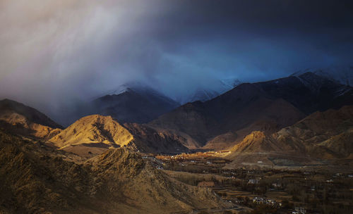 Scenic view of mountains against sky