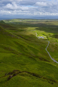 Road, clouds in quiraing isle of skye scotland