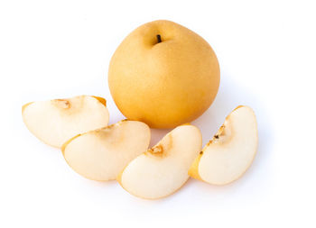 Close-up of apple against white background