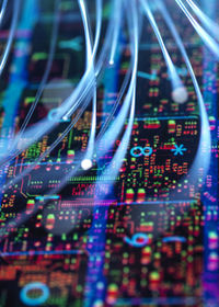 Fiber optics transferring data into circuit board