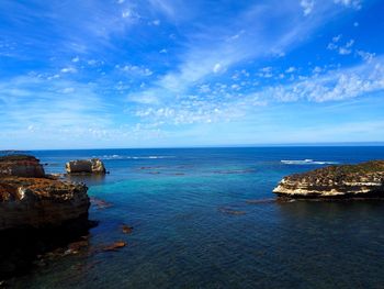 Scenic view of sea against cloudy sky