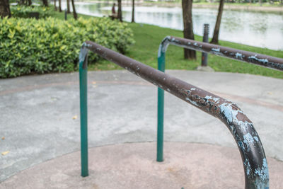 Outdoor exercise rail in the garden