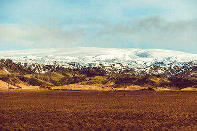 Scenic view of dramatic landscape against sky