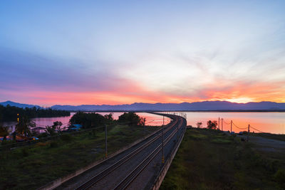 Scenic view of sunrise at bukit merah lake.malaysia