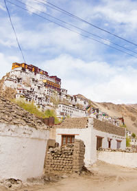 Low angle view of old building against sky