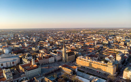 High angle view of townscape against sky