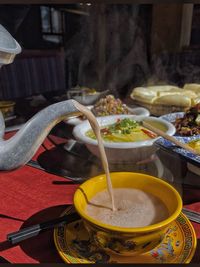Close-up of food on table