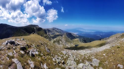 Panoramic view of mountains against sky