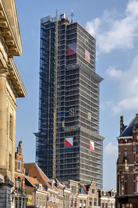 The city's iconic dom tower entirely wrapped in scaffolding because of renovation work