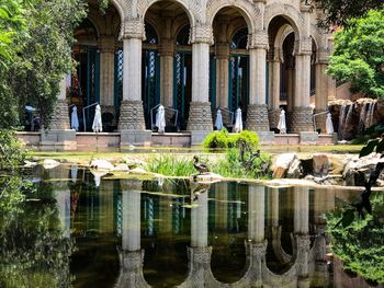 Reflection of historic building in water