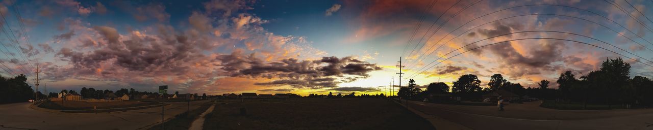 Panoramic view of road against sky during sunset