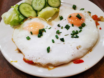 Close-up of served food in plate