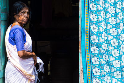 Side view of a woman working