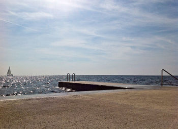 Scenic view of sea against cloudy sky