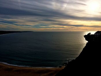 Scenic view of sea against dramatic sky