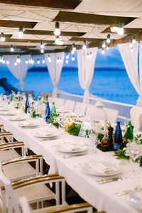 Chairs and tables in restaurant