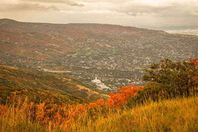 Scenic view of mountains against sky