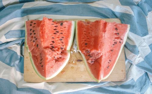 High angle view of watermelon fruits