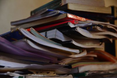 Close-up of books on shelf