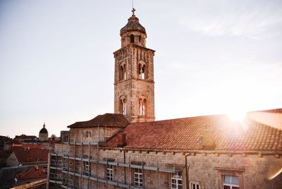 Low angle view of old building against sky