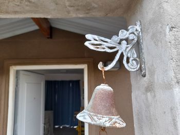 Low angle view of icicles hanging from ceiling of house