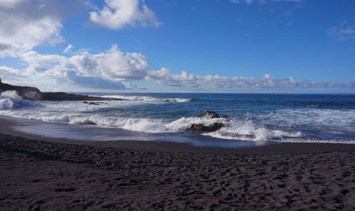 Scenic view of beach against sky