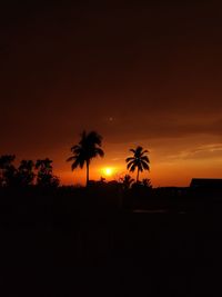 Silhouette palm trees against sky during sunset