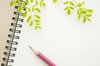 Close-up of spiral box on white background