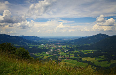 Scenic view of valley from mountain