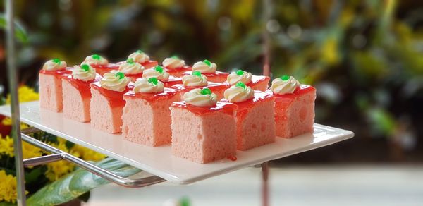 Close-up of dessert on table