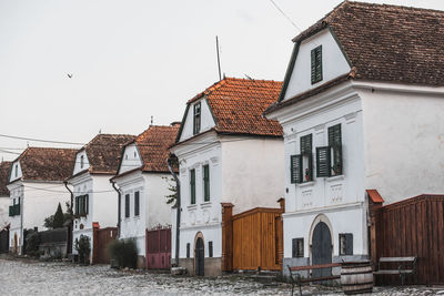 Village street with white houses