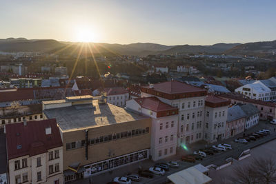 High angle view of townscape against sky