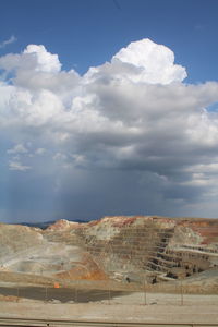 Scenic view of land against sky