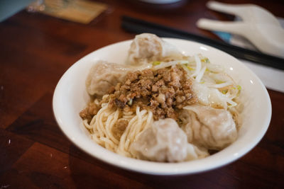 Close-up of food in bowl on table