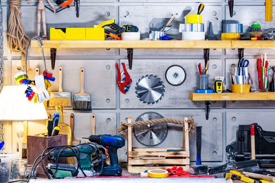 Equipment hanging in workshop