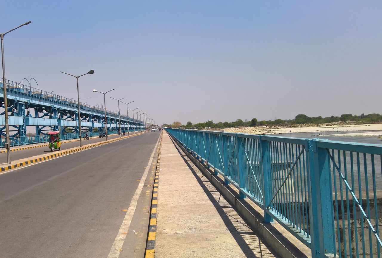 sky, clear sky, transportation, the way forward, outdoors, no people, bridge - man made structure, nature, day, water