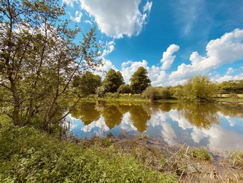 Scenic view of lake against sky