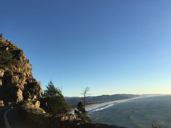 Scenic view of landscape against clear blue sky