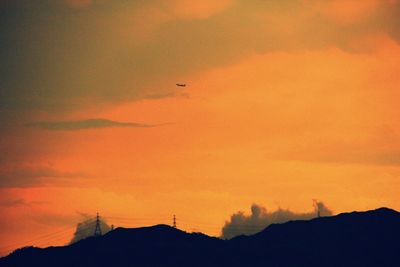 Silhouette of mountain at sunset