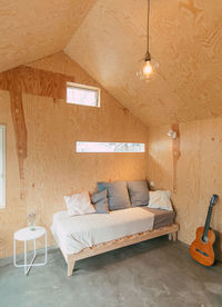 A friendly inviting summerhouse, lovingly furnished and finished with plywood and concrete floor