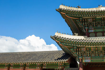 Low angle view of traditional building against sky